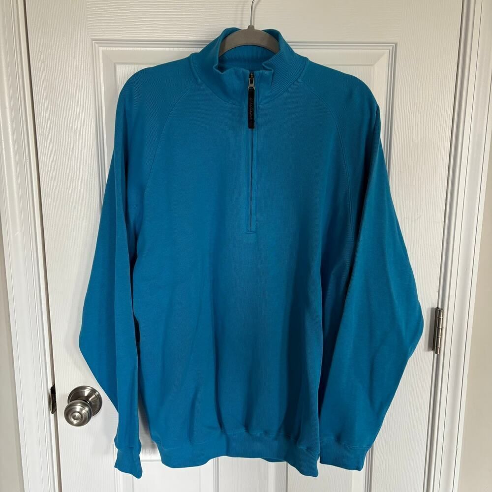 Bob Timberlake Ribbed Quarter Zip Blue XL